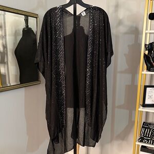 Black Sheer Kimono with Sparkling Accents